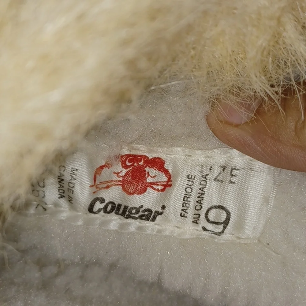 cougar beige cream lace up fur mid cuff boots size 9 - Picture 7 of 10